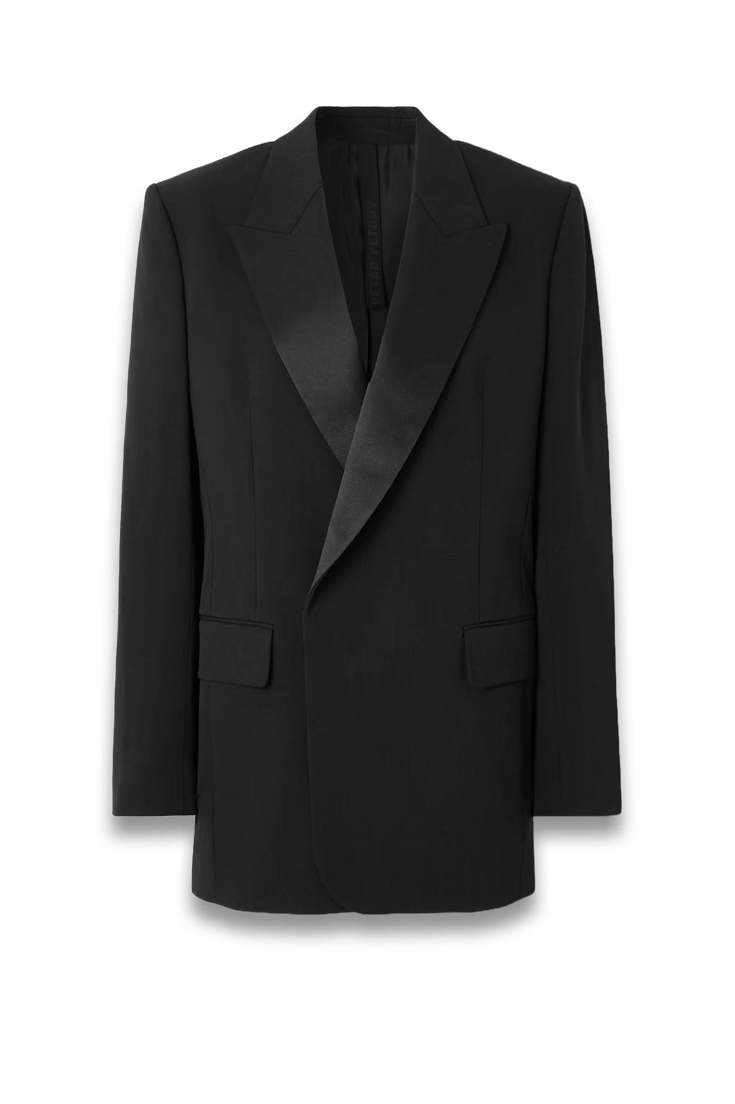 Double-Breasted Satin-Trimmed Wool-Blend Blazer