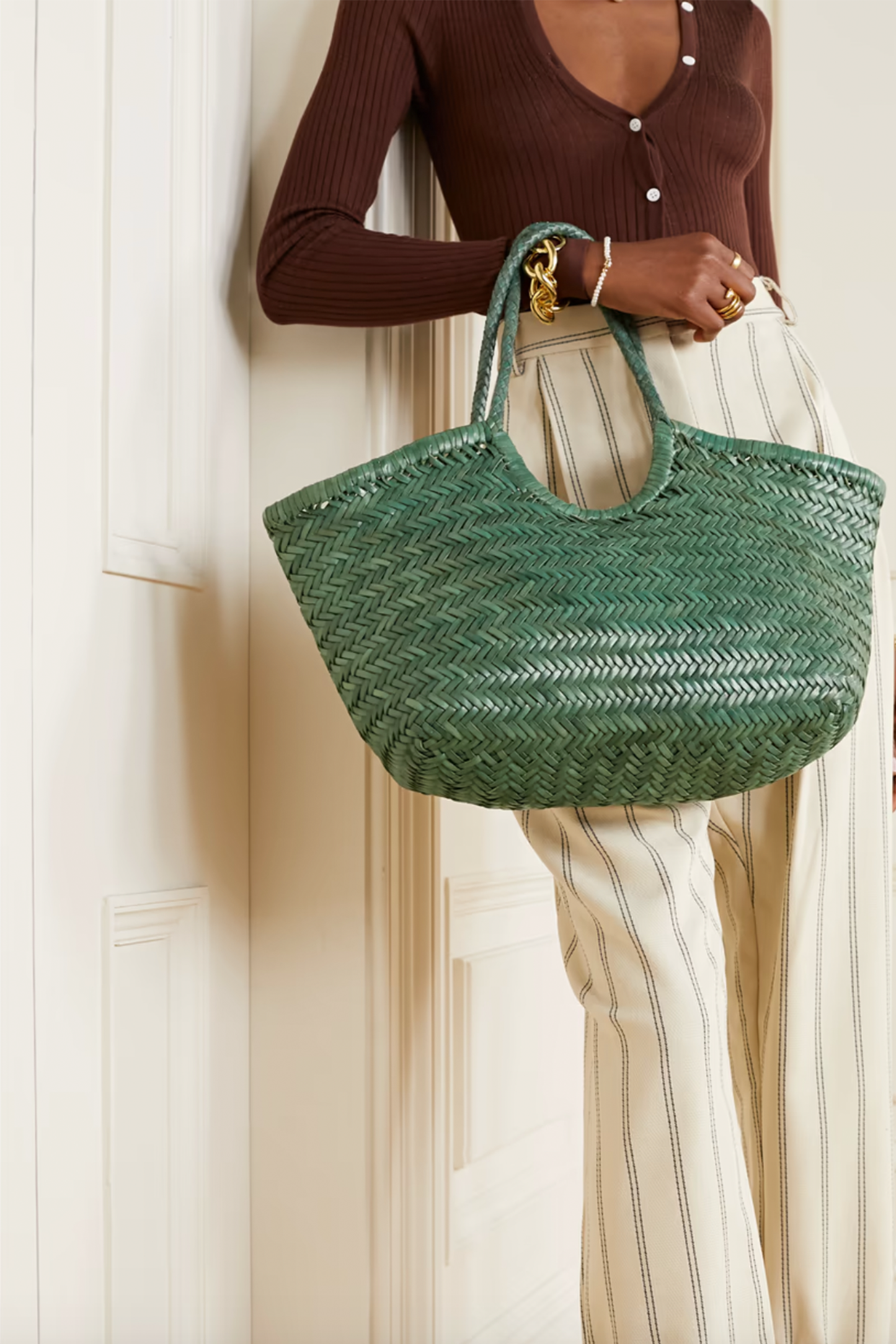 Nantucket Large Woven Leather Tote