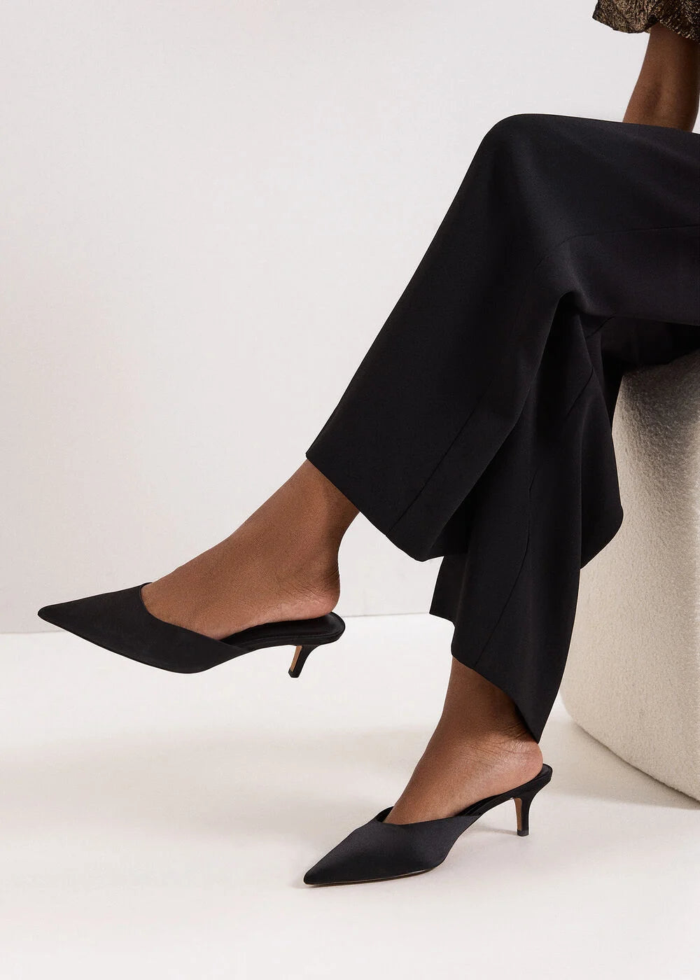 Satin Black Mules