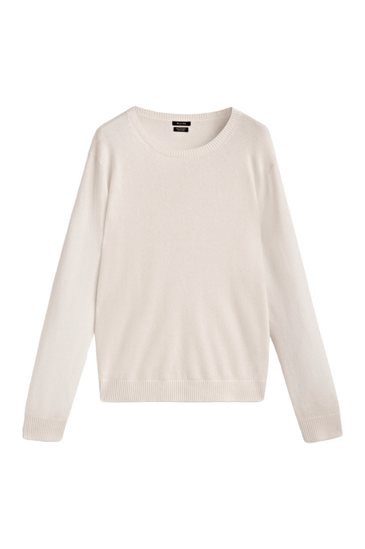 100% Cashmere Cream Crew Neck Sweater