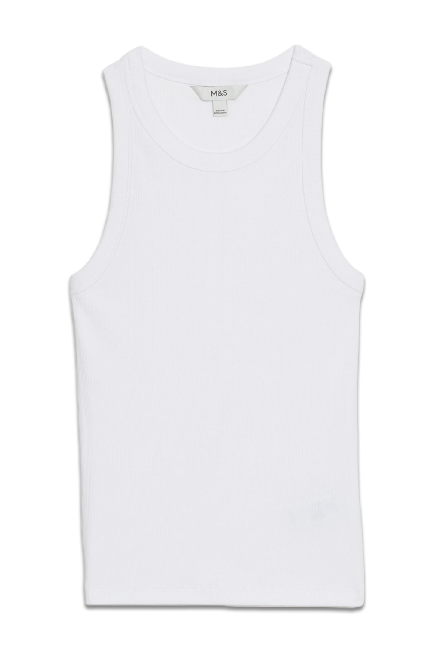 Cotton Rich Ribbed Slim Fit Racer Back Vest White
