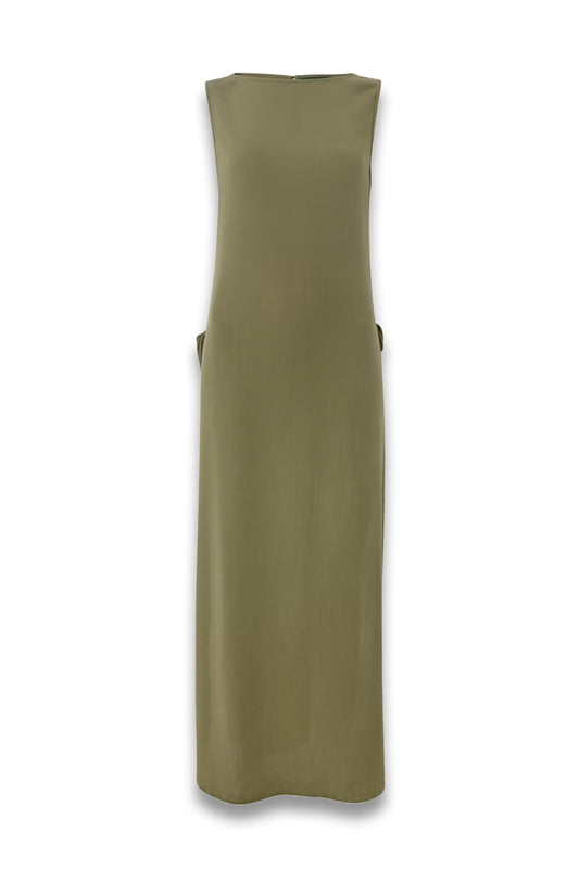 Khaki Tie Side Beach Dress