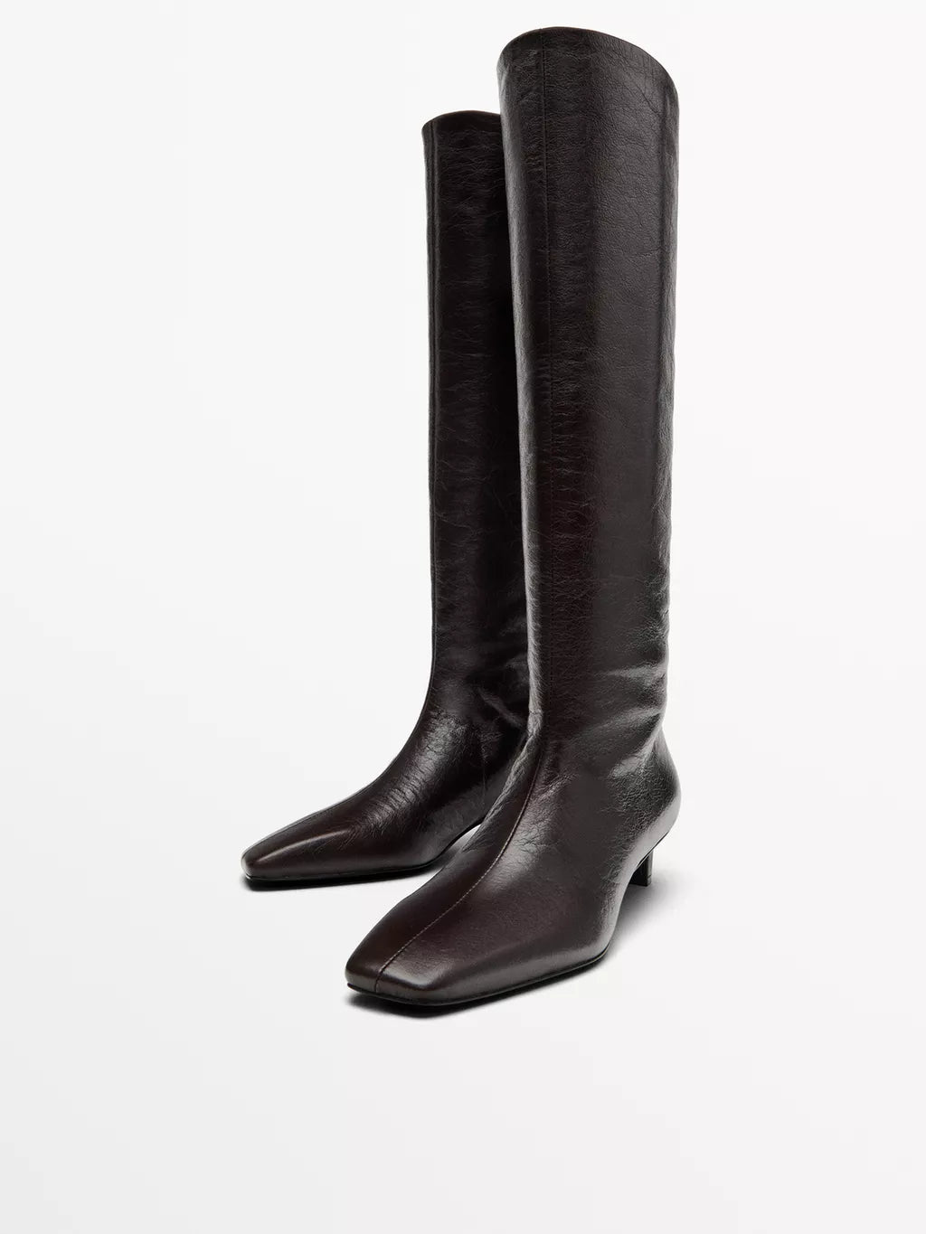 Leather Boots With Square Vamp