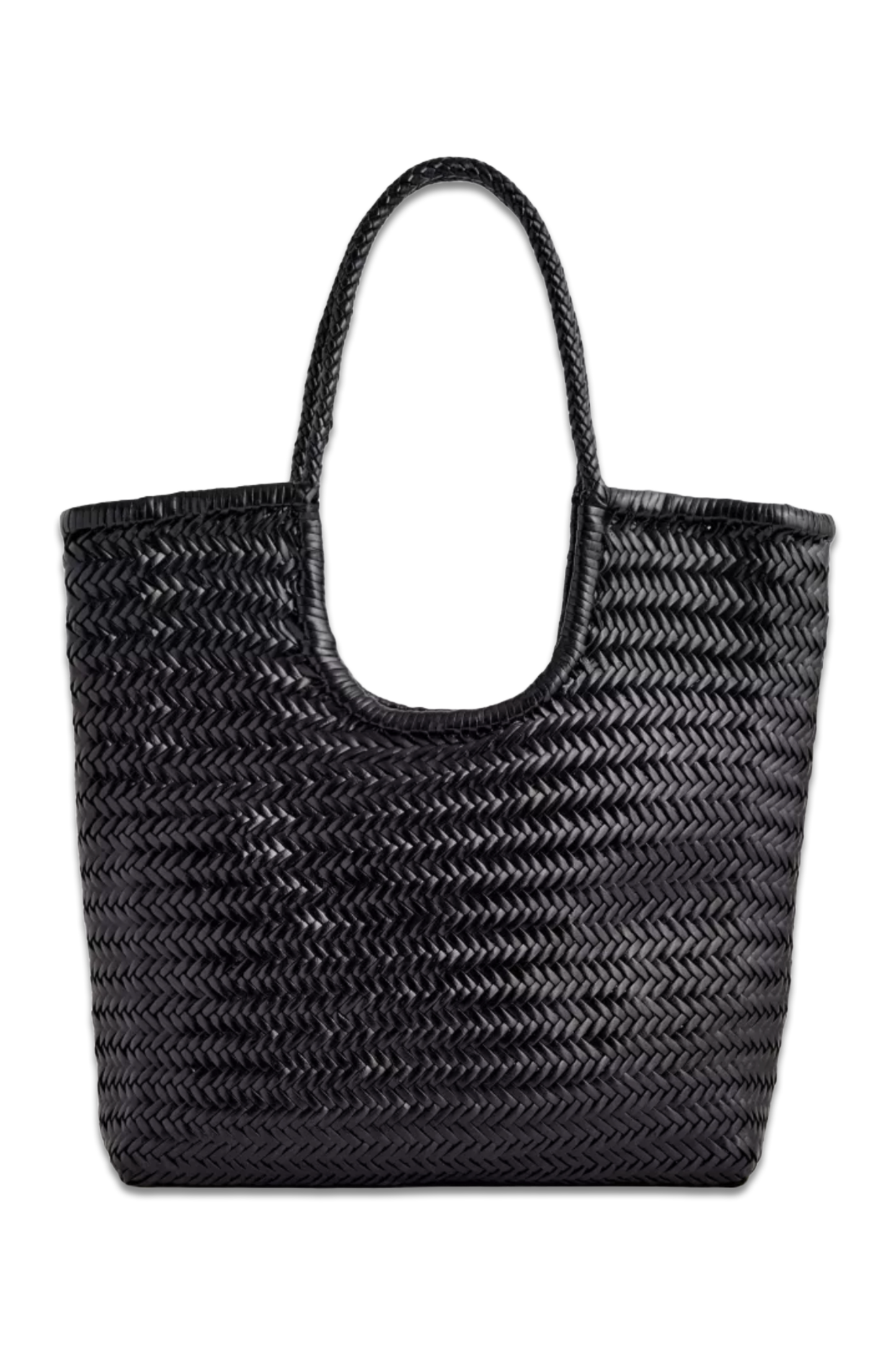 Triple Jump Woven-Leather Top-Handle Tote Bag