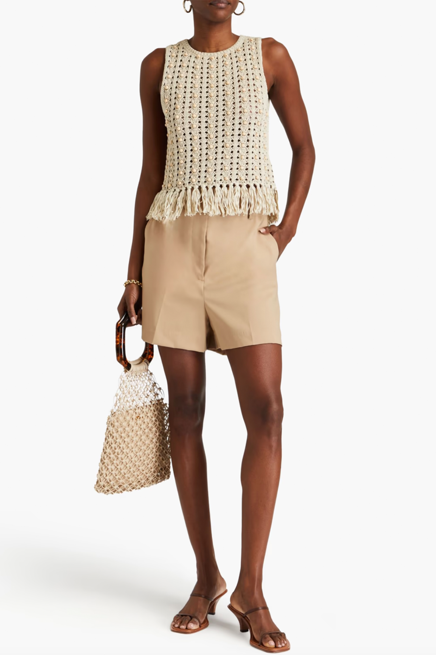 Embellished Crocheted Cotton Top