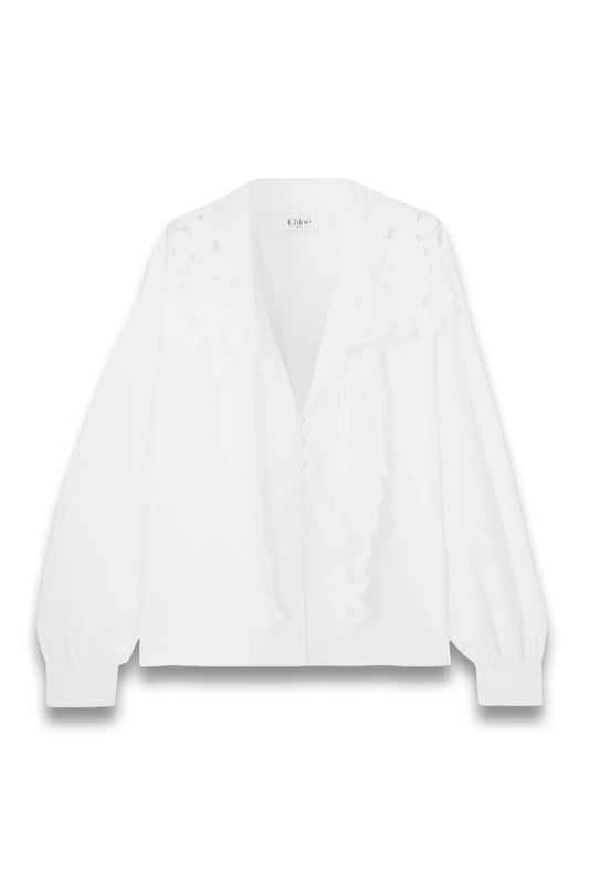 Broderie Anglaise Cotton-Poplin Shirt