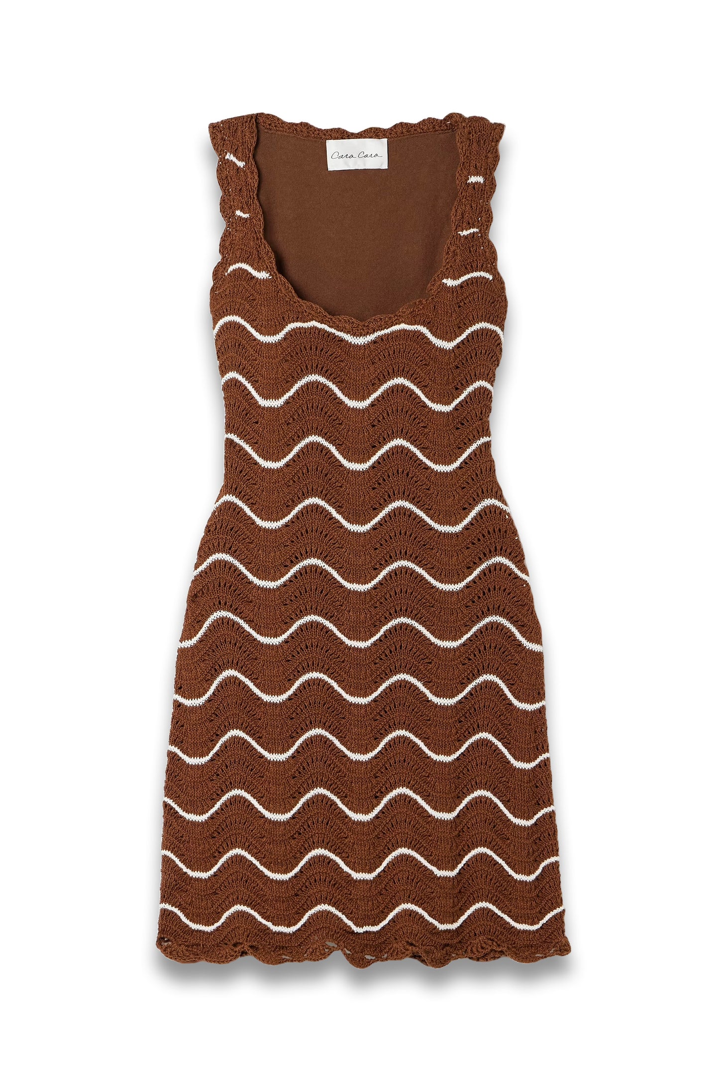 Orel Scalloped Striped Cotton Mini Dress