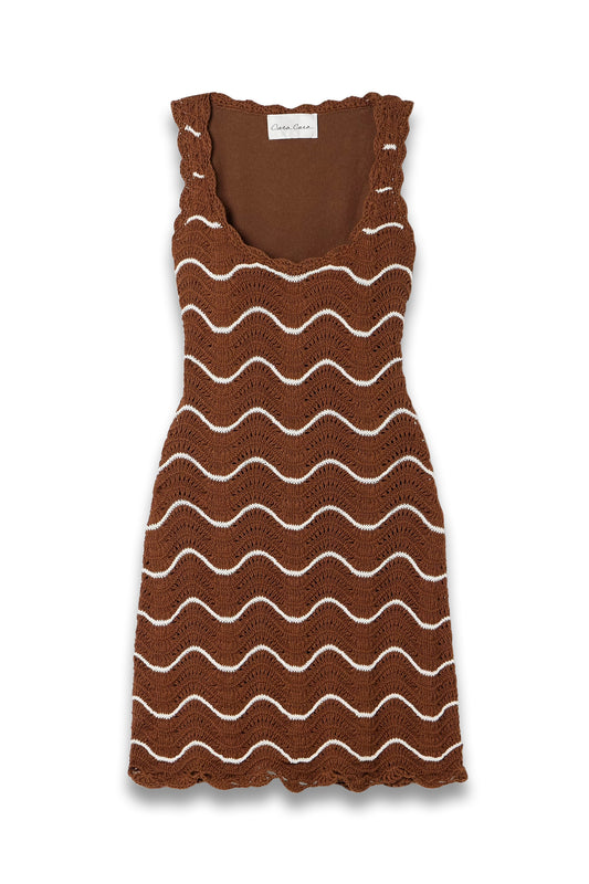 Orel Scalloped Striped Cotton Mini Dress