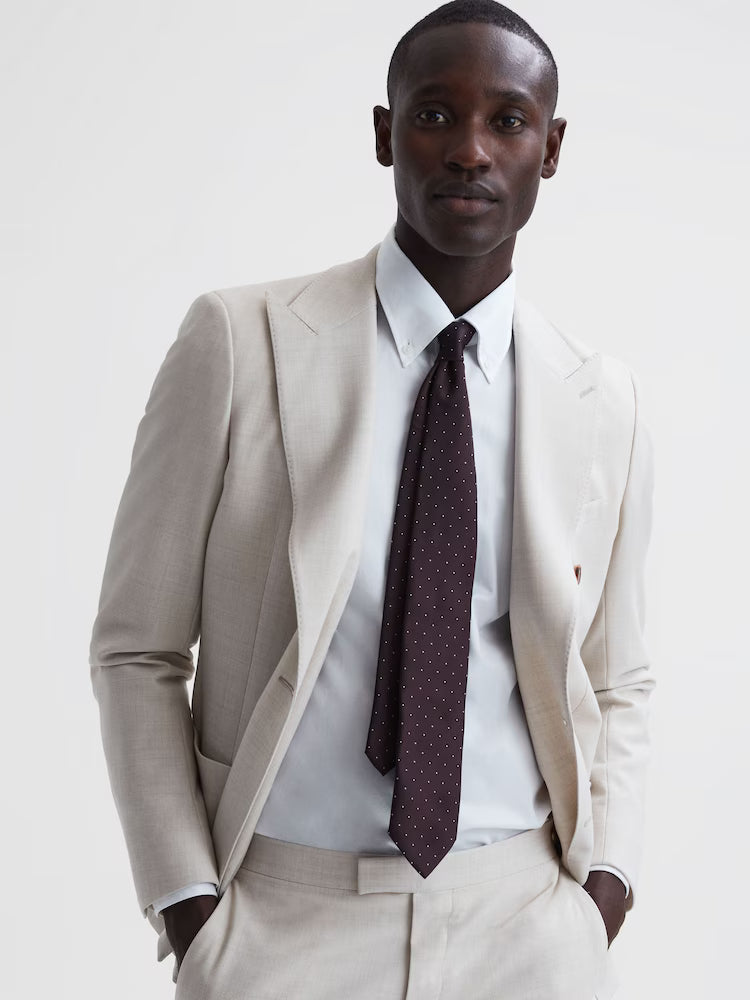 Liam Polka Dot Silk Tie in Burgundy