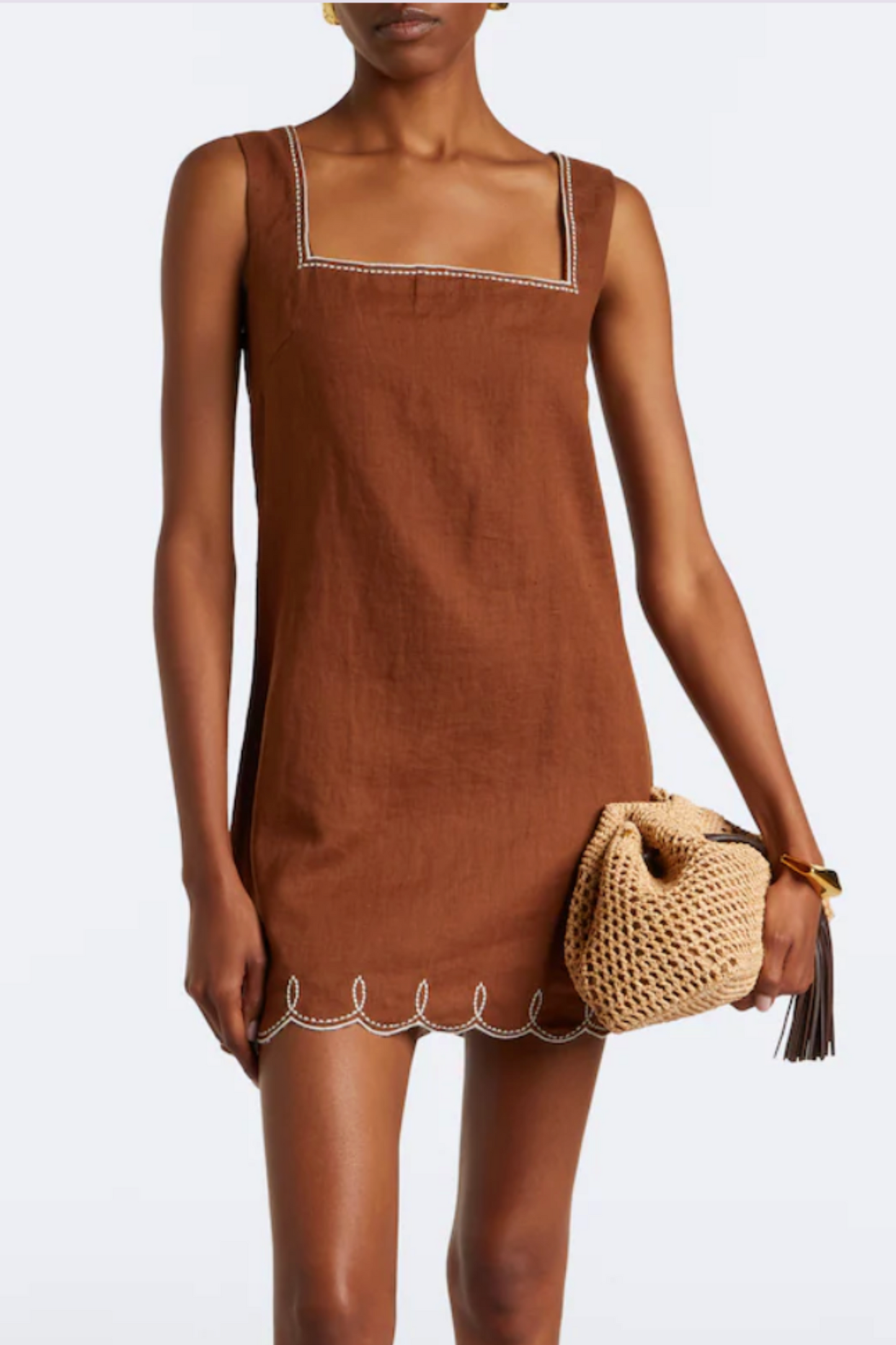 Shanice Scalloped Linen Minidress