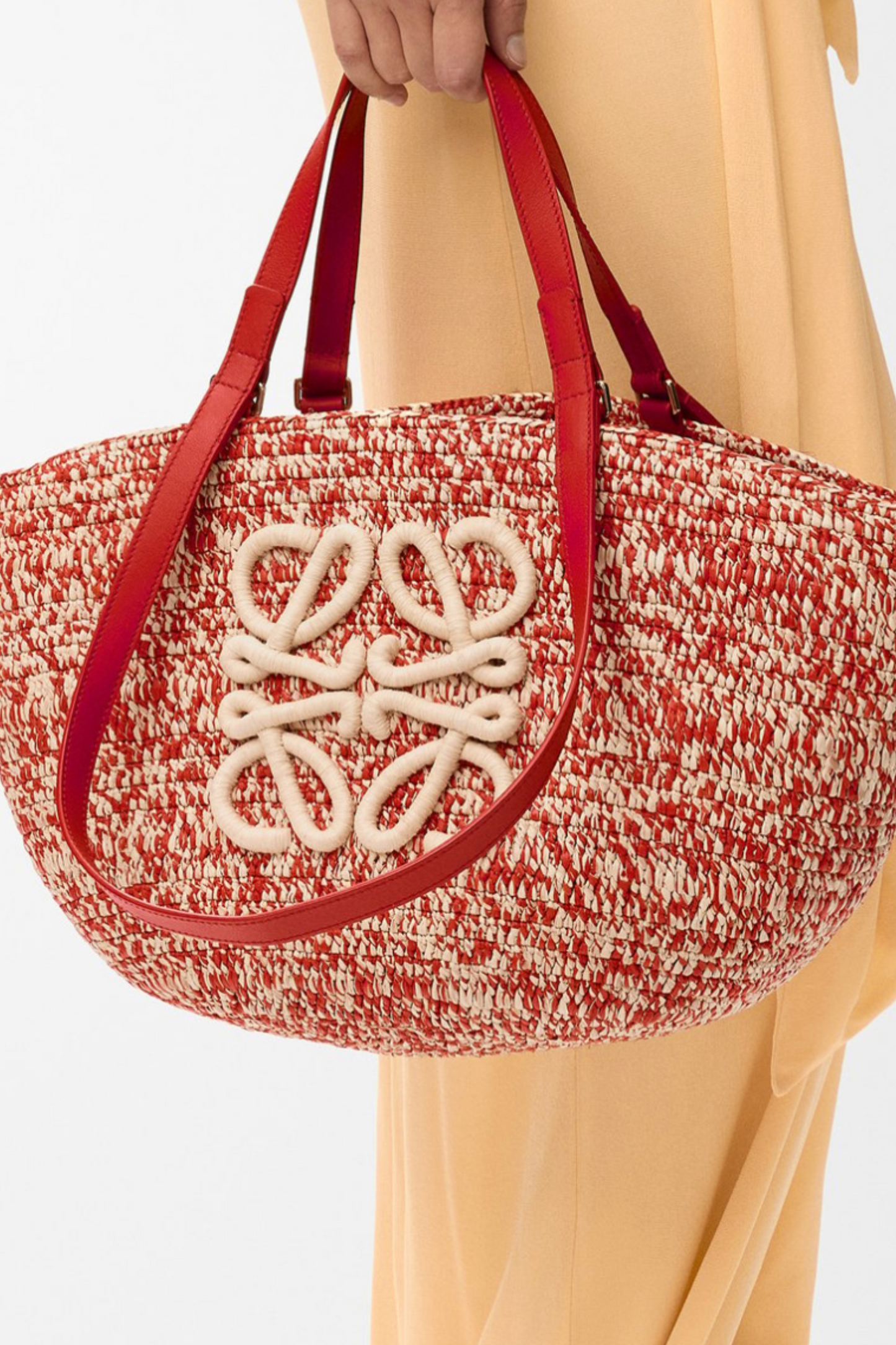 Medium Eclipse Basket in Raffia and Calfskin