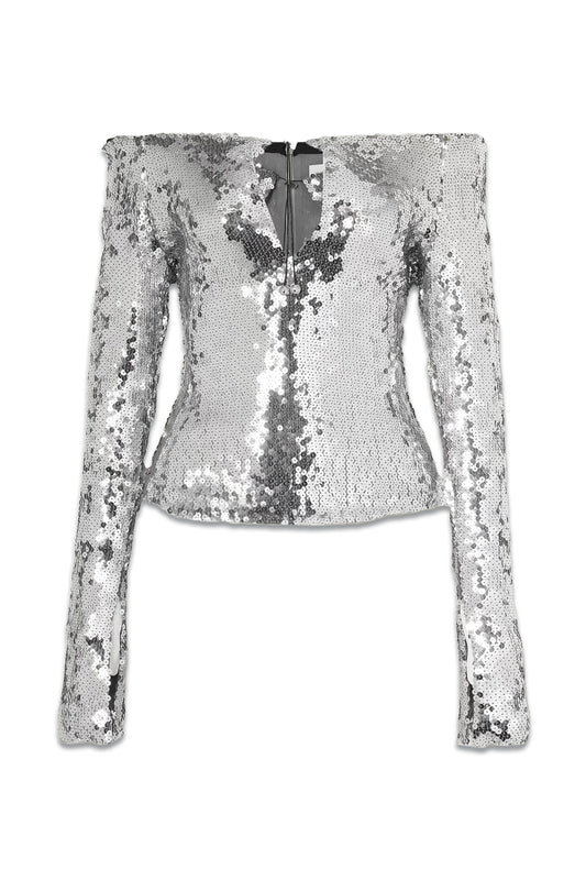 Solare Off-the-shoulder Cutout Sequined Stretch-tulle Top