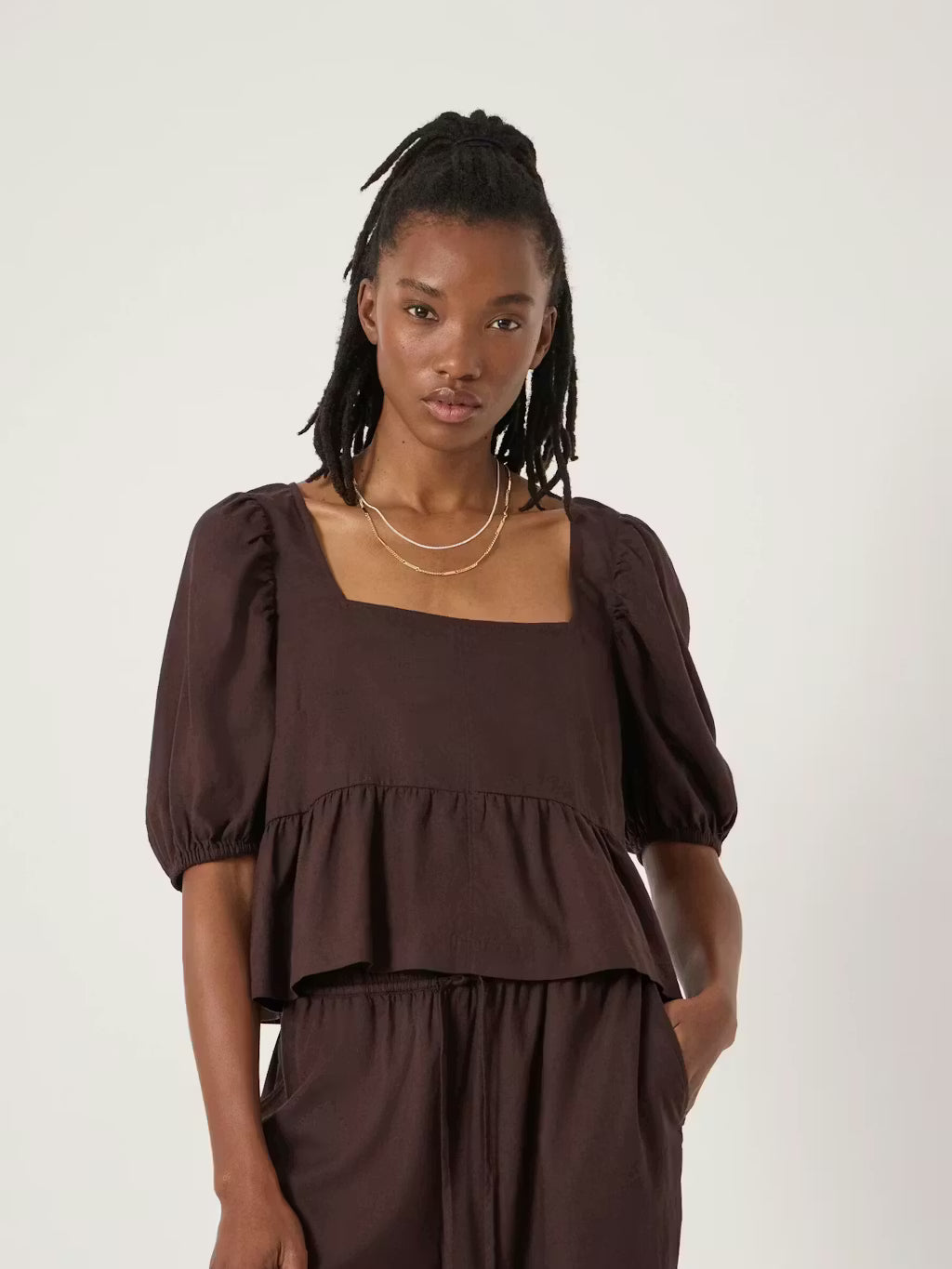 Alva Puff Sleeve Linen Beach Top