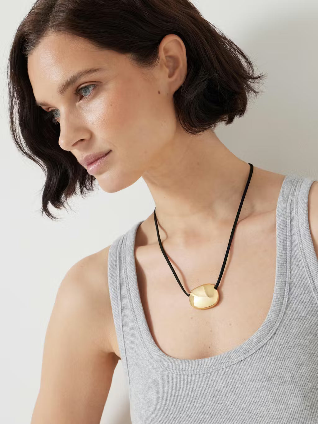 Pebble Pendant Cord Necklace