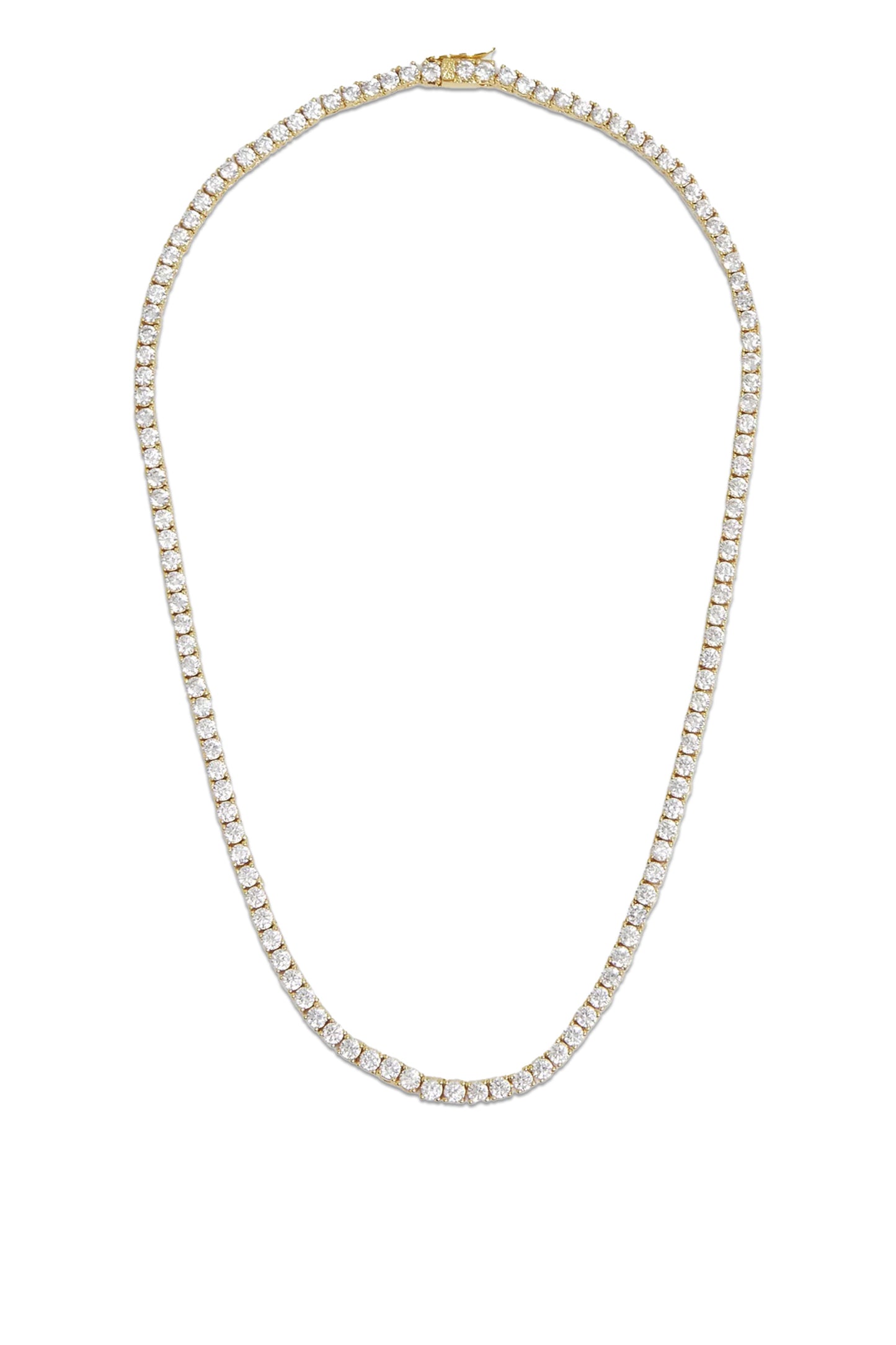 18ct gold-plated brass and crystal tennis necklace