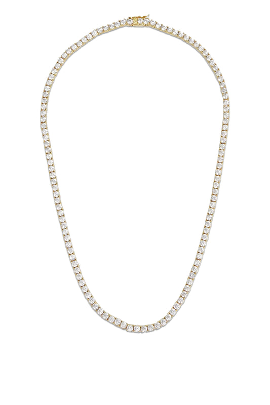 18ct gold-plated brass and crystal tennis necklace