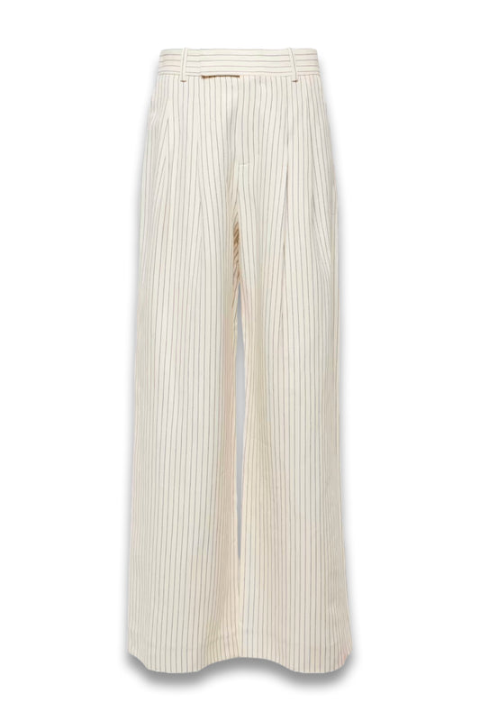 Mid-Rise Cotton and Linen Wide-Leg Pants