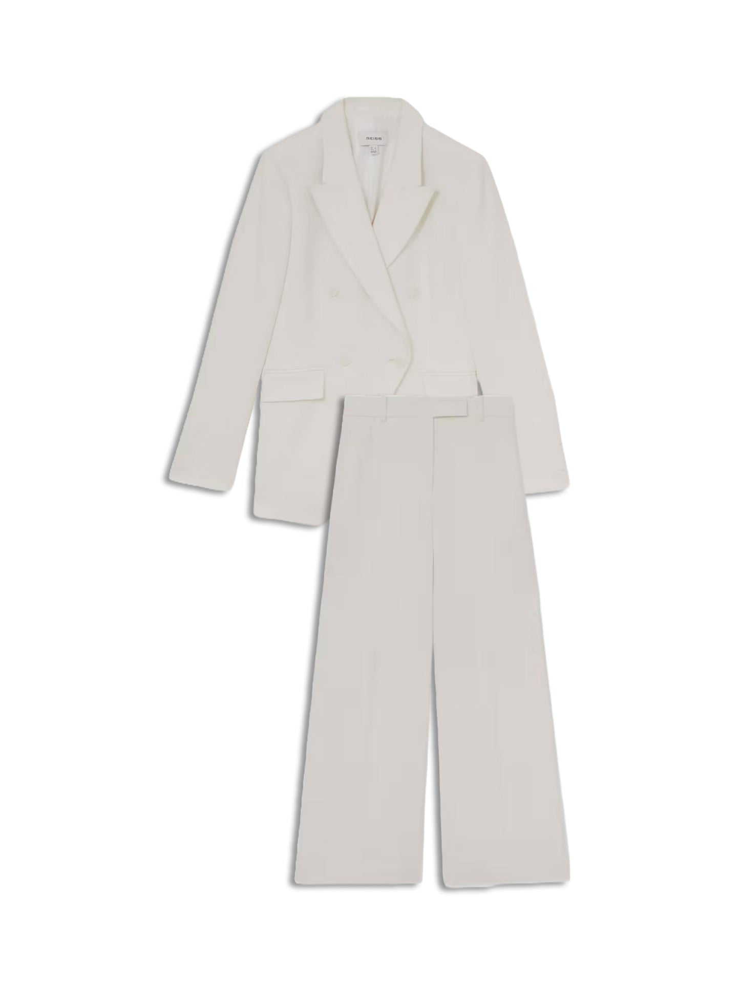 Devon Linen-Blend Double-Breasted Suit Jacket and Wide-Leg Trousers in White