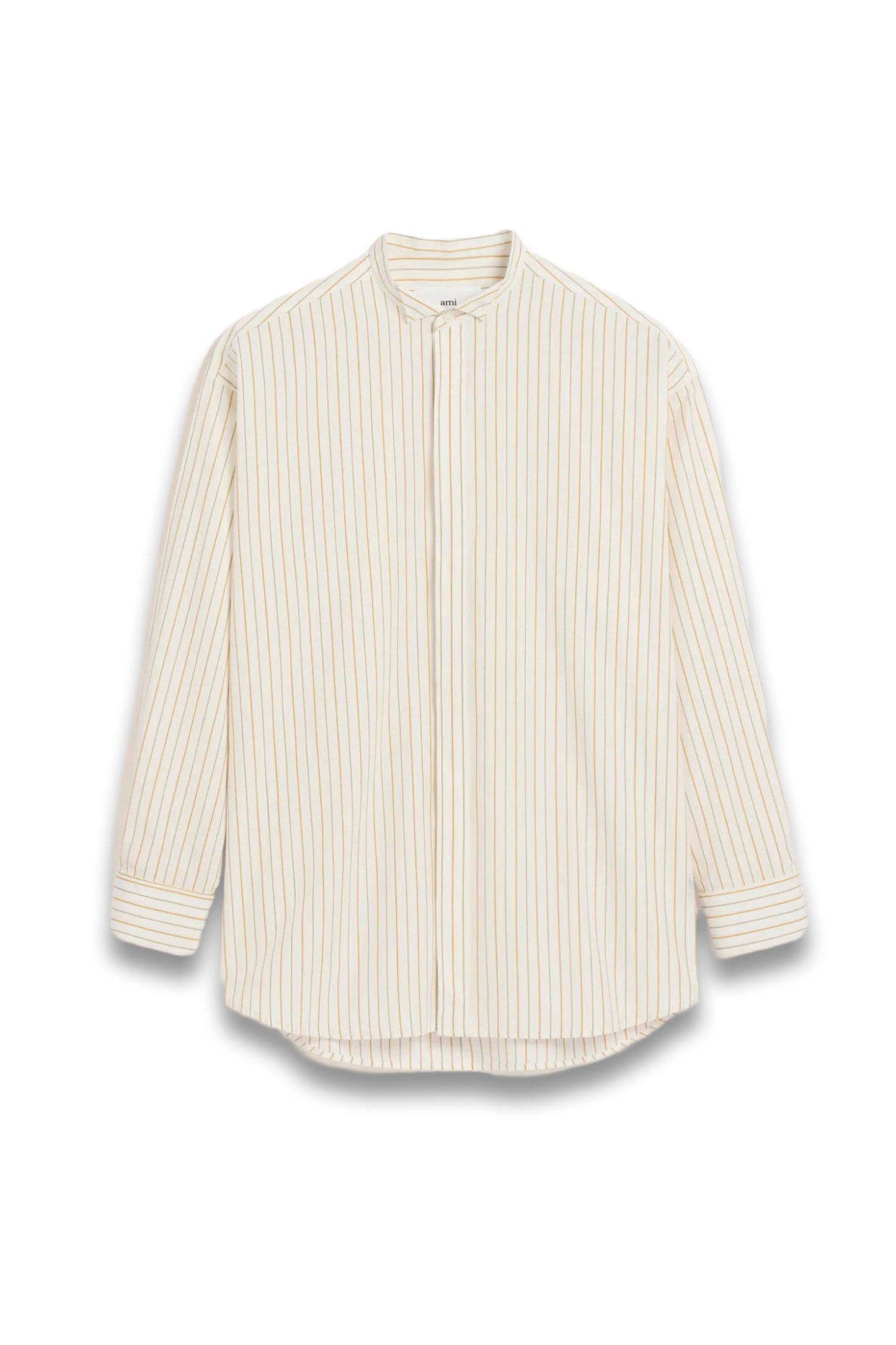 White And Khaki Cotton Wingtip Collar Oversized Shirt