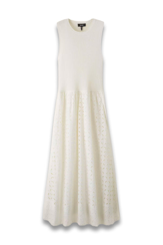 Knit + Broderie Mixed Media Midi Dress