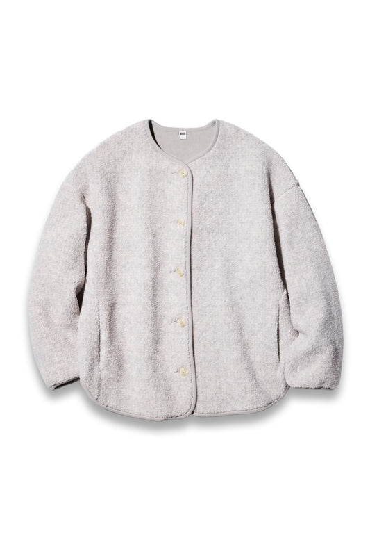 Pile Lined Fleece Relaxed Cardigan