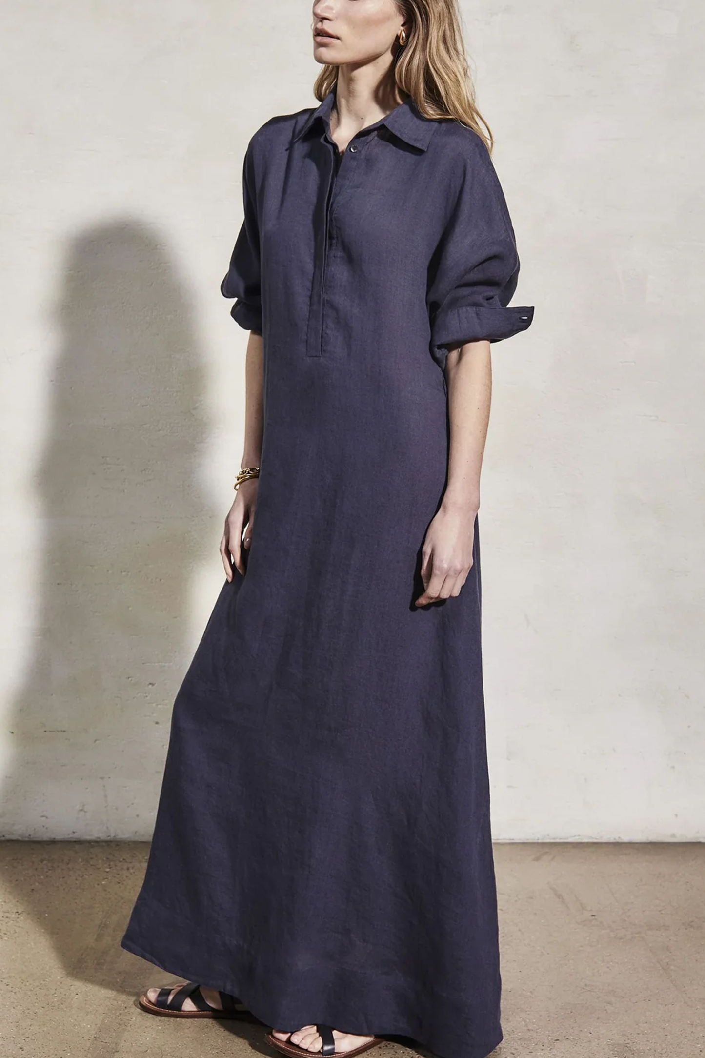 Kara - MIidnight Linen Dress