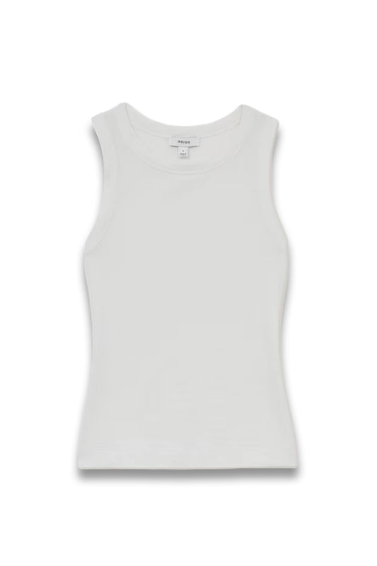 Stretch-cotton Racerback Vest in White