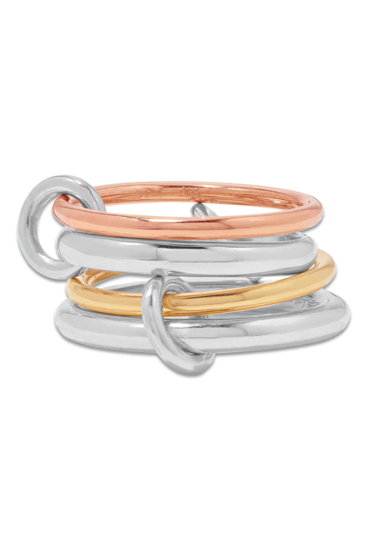 Hyacinth Set Of Four 18-karat Yellow And Rose Gold And Sterling Silver Rings