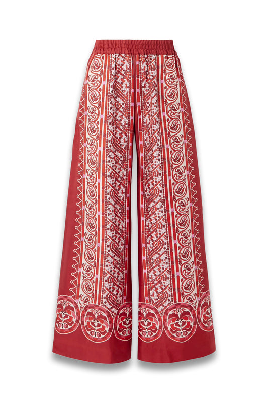 Icon Palazzo Printed Silk-twill Wide-leg Pants