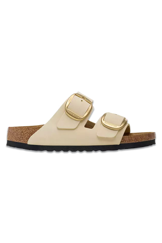 Arizona Big Buckle Nubuck Leather Sandals, Ecru