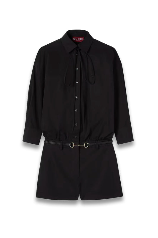 Cotton Poplin Jumpsuit with Embroidery