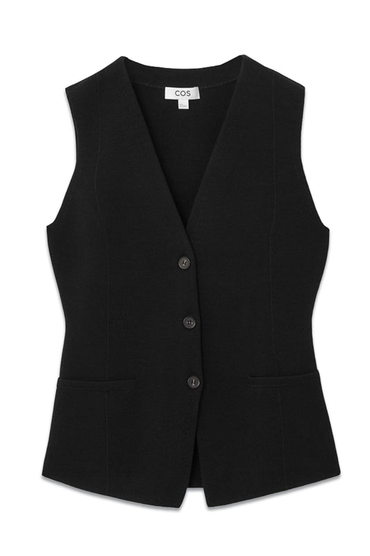 Longline Knitted Wool Waistcoat