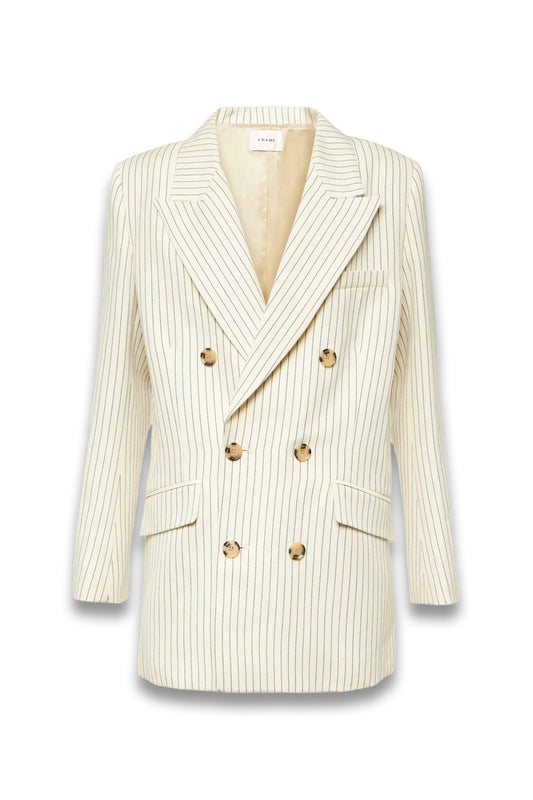 Striped Cotton and Linen Blazer