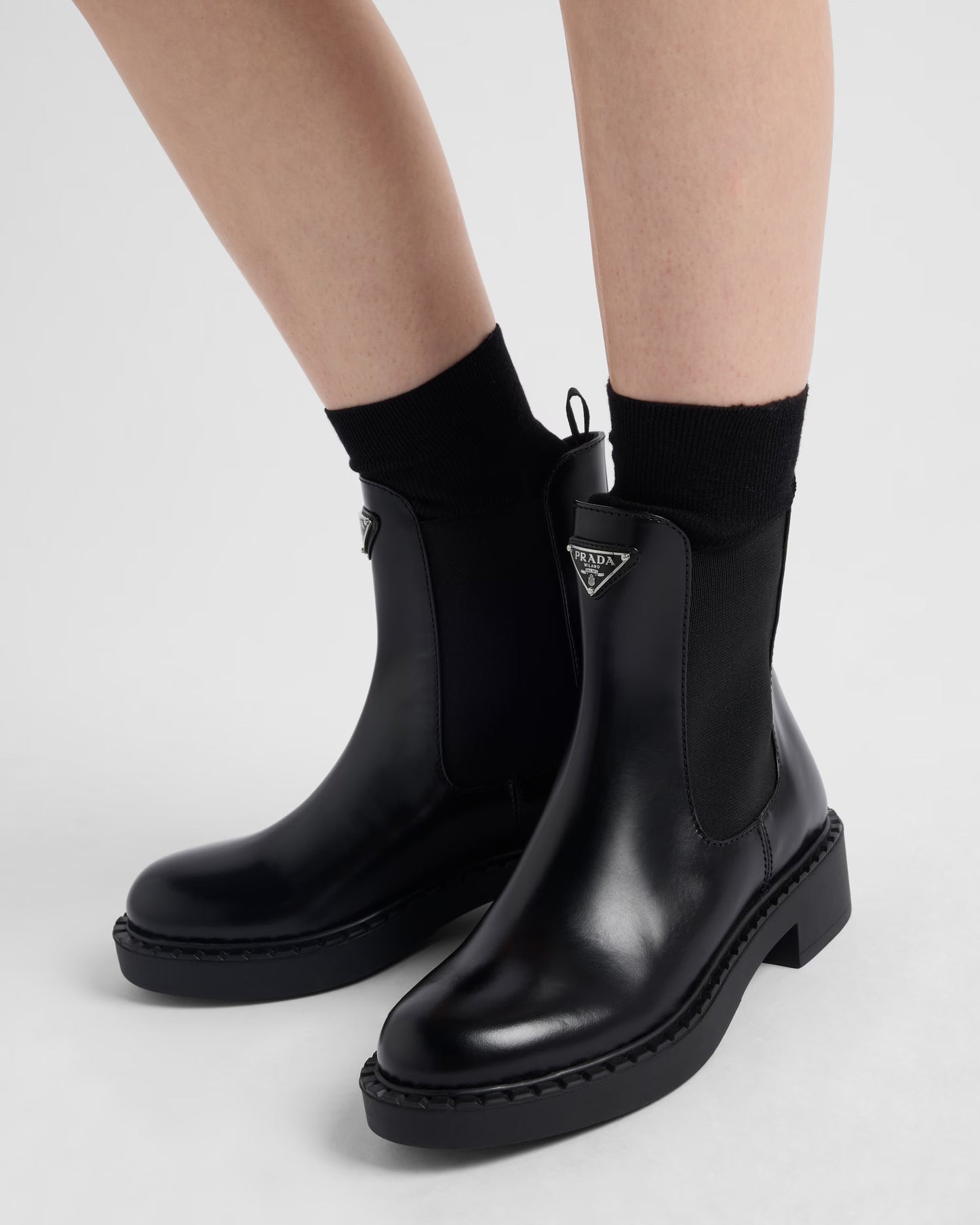 Brushed Leather Chelsea Booties