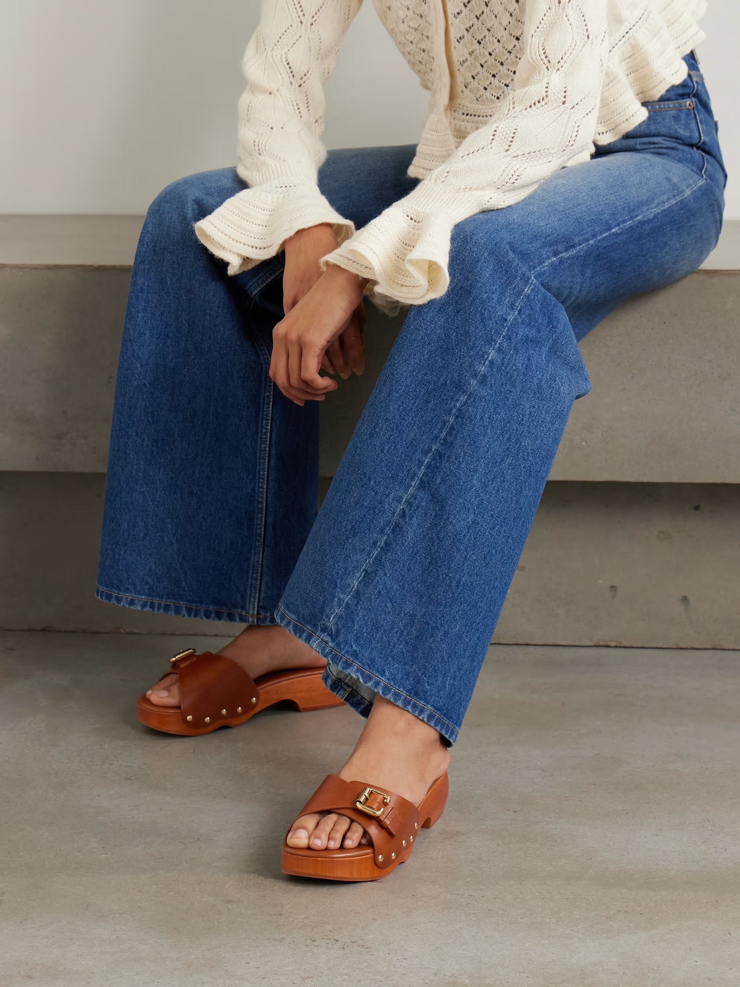 Jeannette Embellished Leather Mules