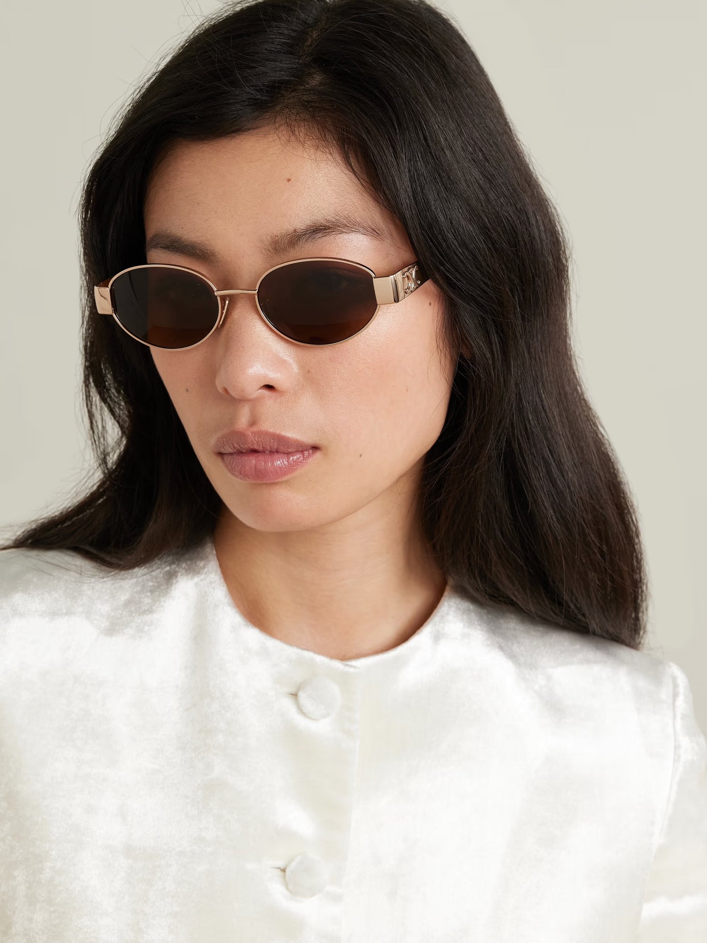 Oval-Frame Rose Gold-Tone and Tortoiseshell Acetate Sunglasses