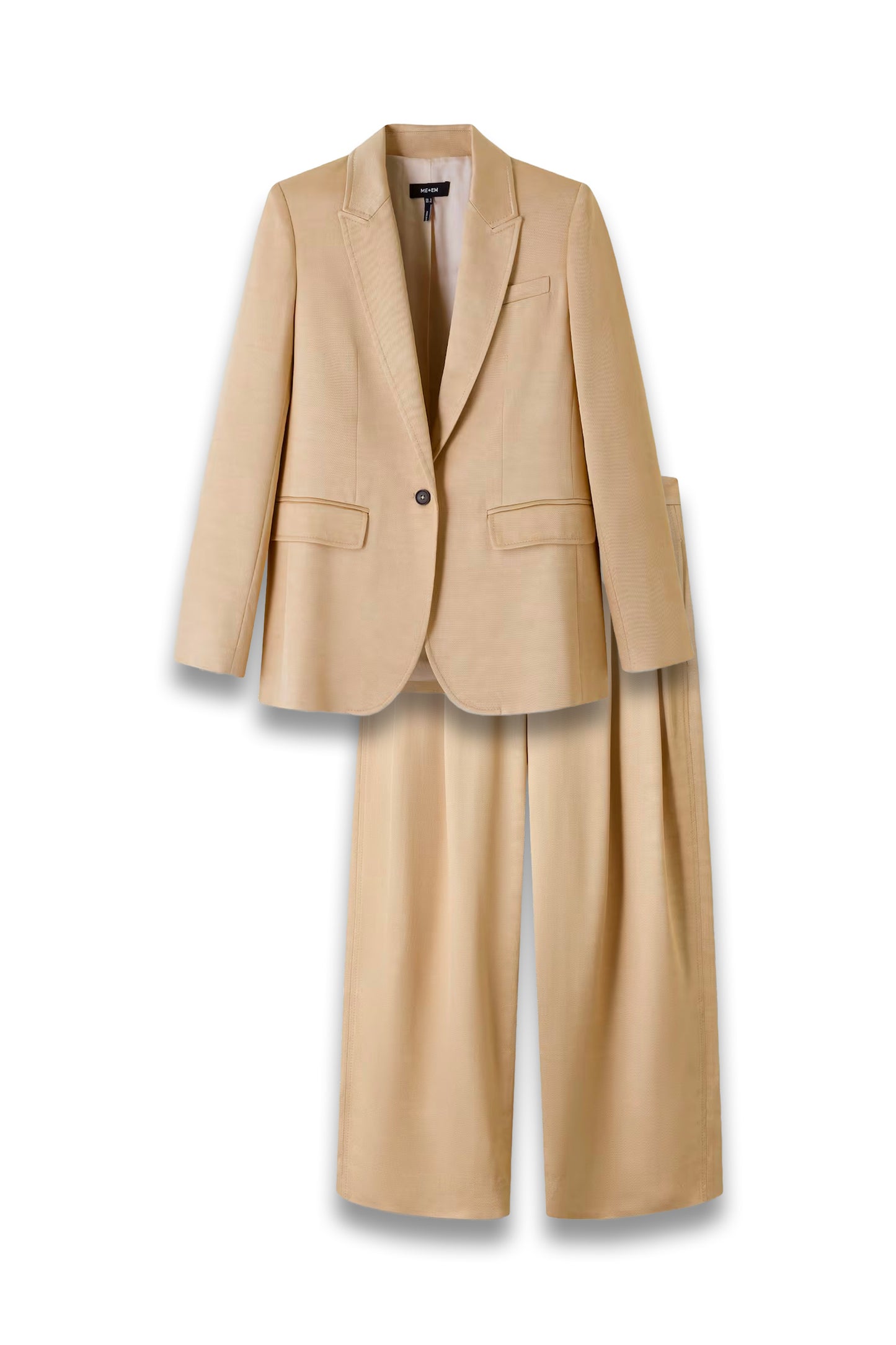 Elevated Metallic Straight Blazer and Tailored Wide-Leg Trouser Set