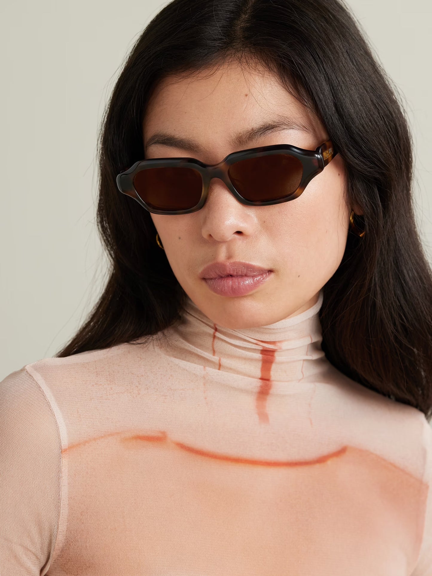 Rectangular-Frame Tortoiseshell Acetate Sunglasses