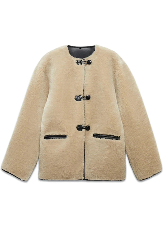 Appliqués faux-fur coat
