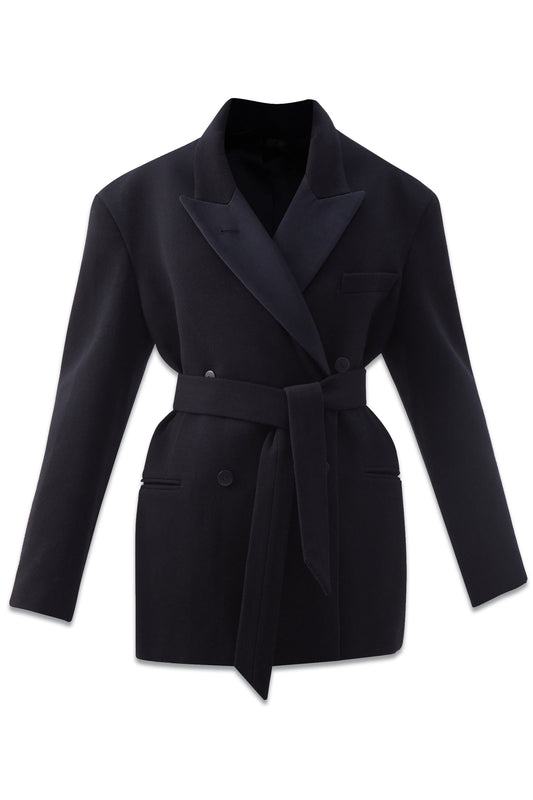 Exaggerated Recycled Wool-blend Tux Blazer