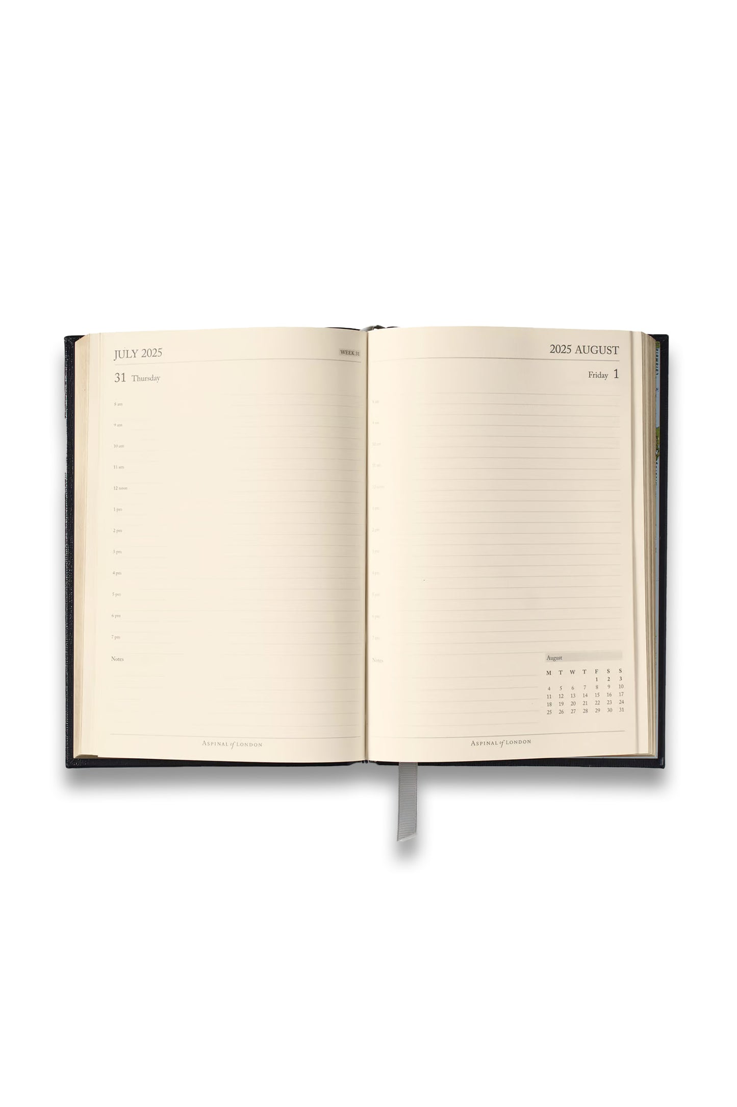 2025 A5 Day to Page Leather Diary Blue