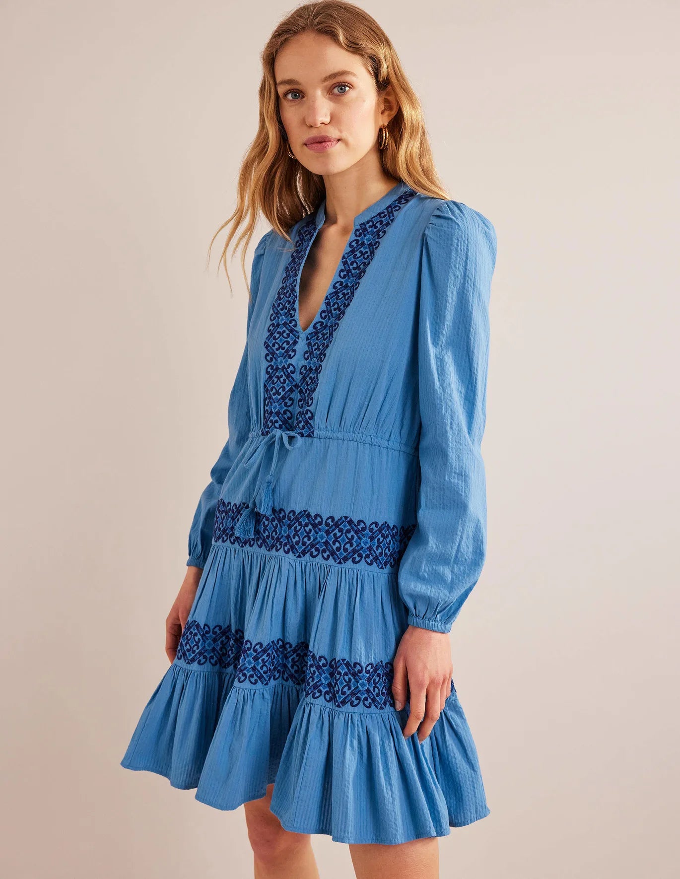 Tiered Embroidered Dress