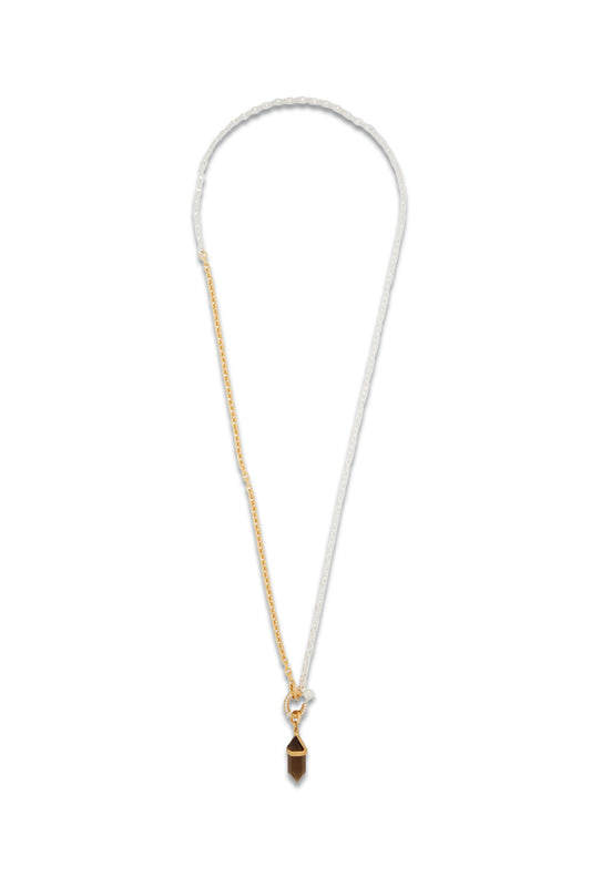 24-karat Gold and Silver-plated, Quartz and Crystal Necklace