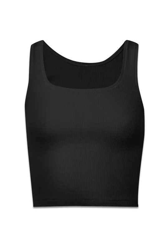 Ribbed Cotton-Blend Jersey Tank - Soot