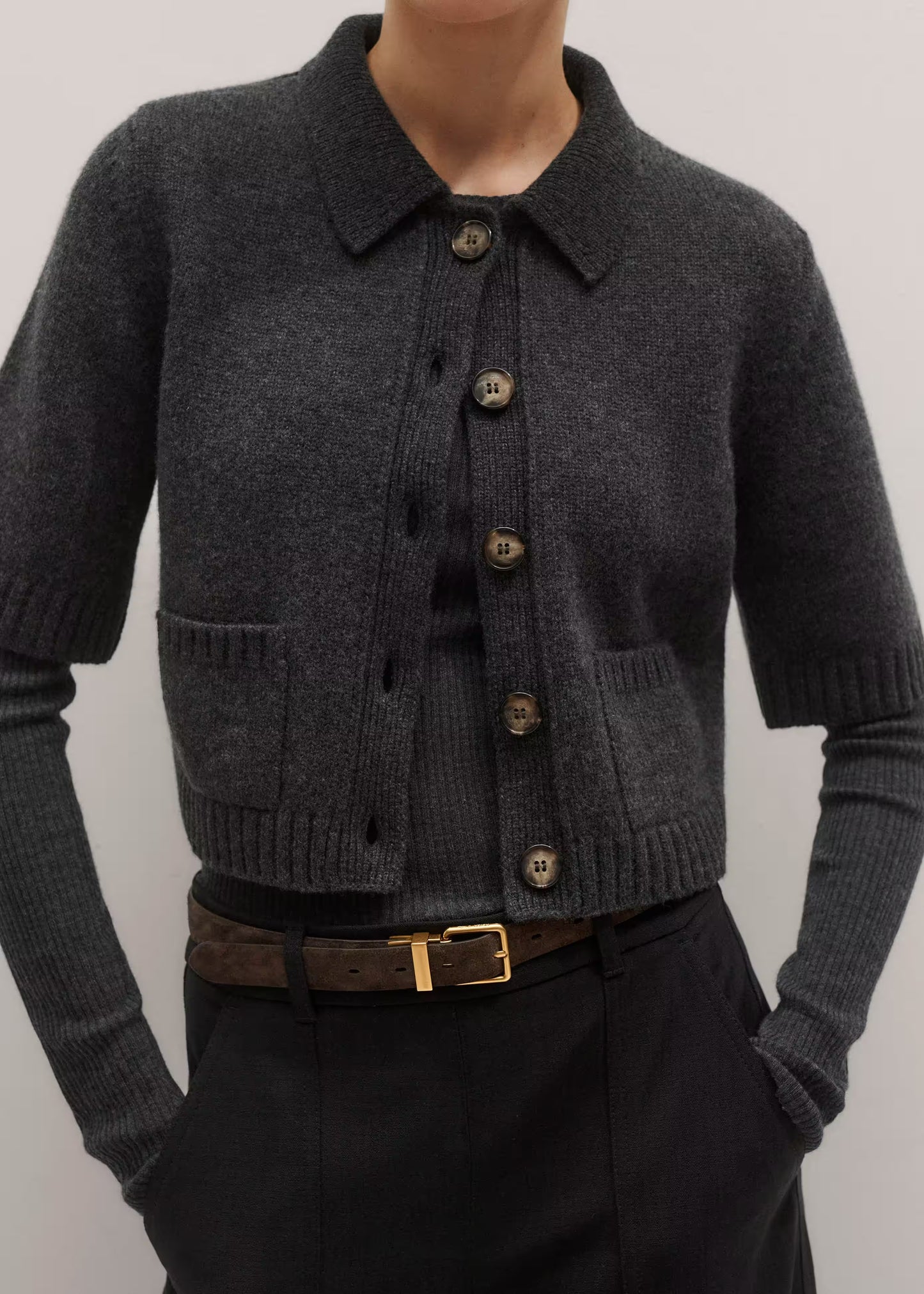 Barely There Slim-rib Layering Jumper and Cropped-knit Jacket Co-ord
