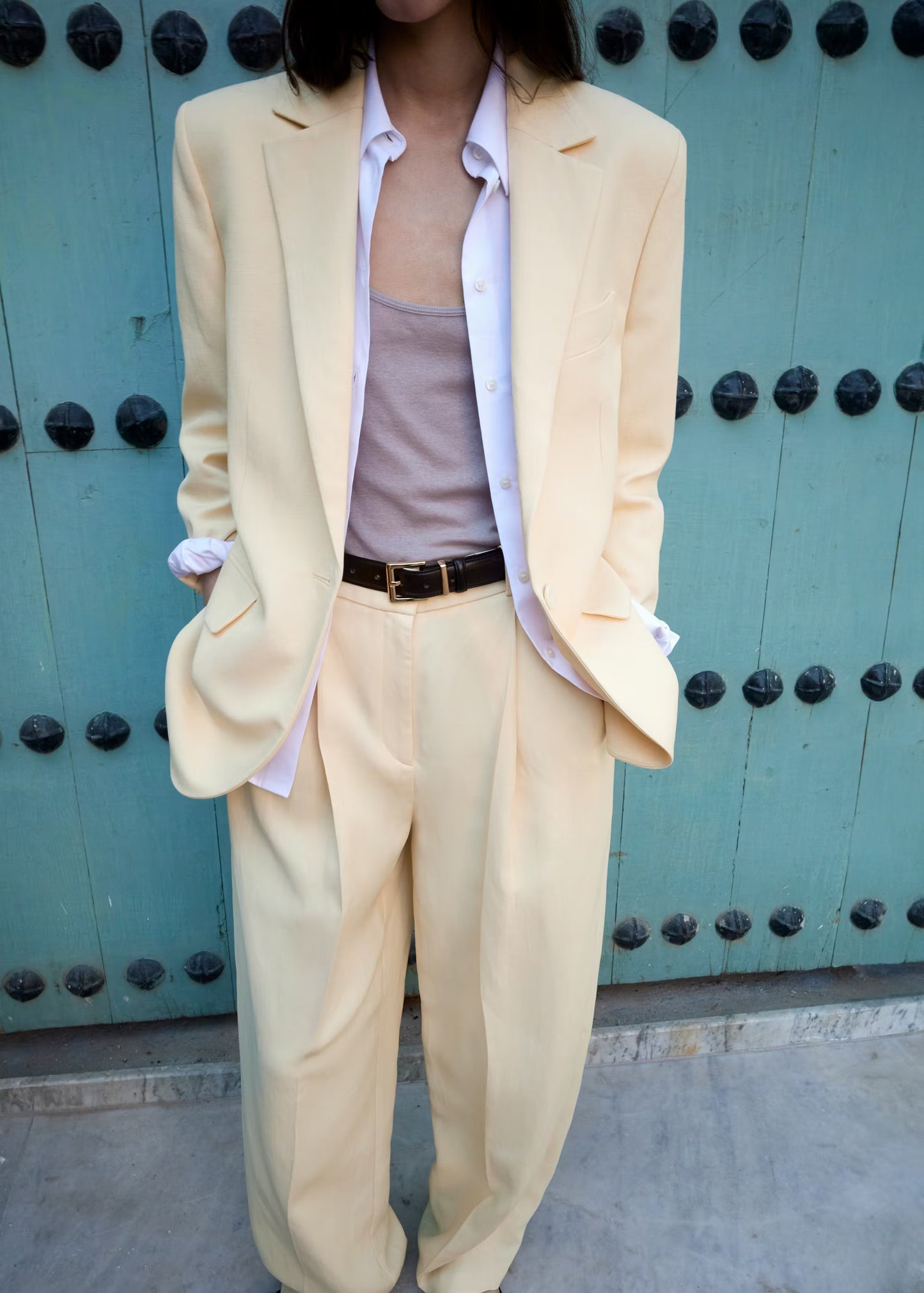 Straight Linen-blend Trousers