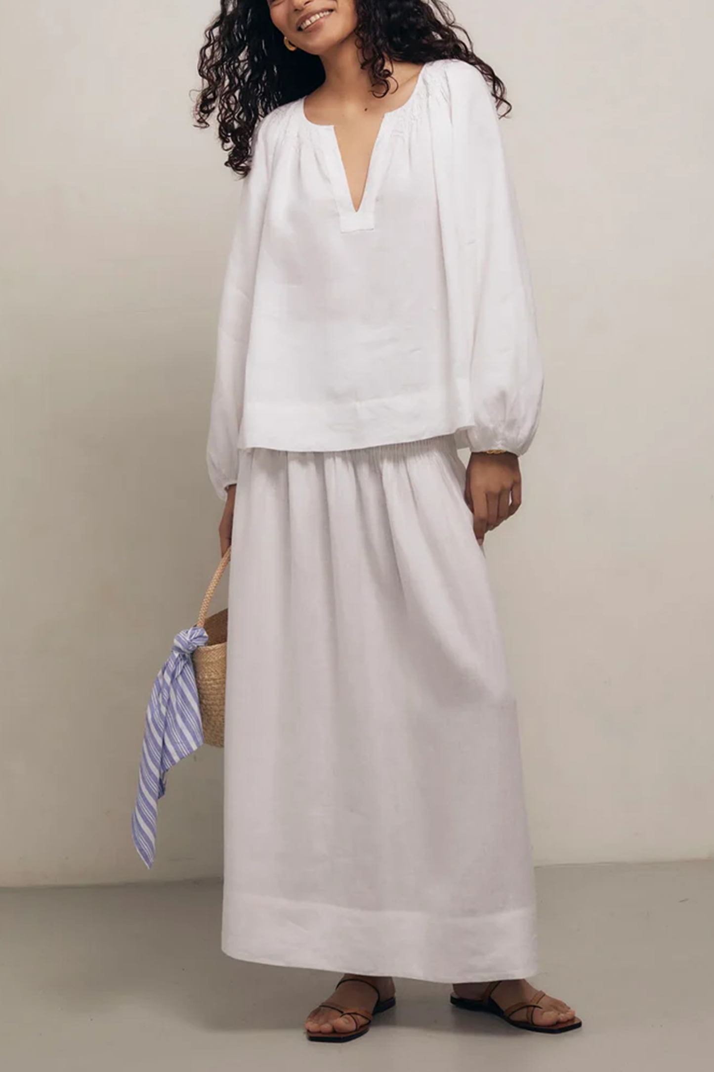 Elizabeth- White Linen Blouse