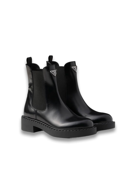 Brushed Leather Chelsea Booties