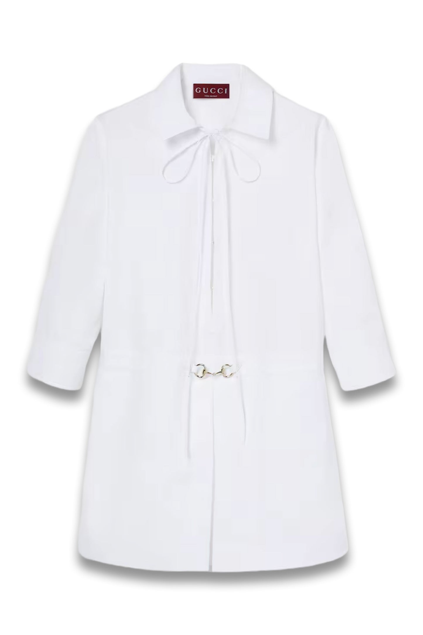 Cotton Poplin Shirt Dress with Horsebit