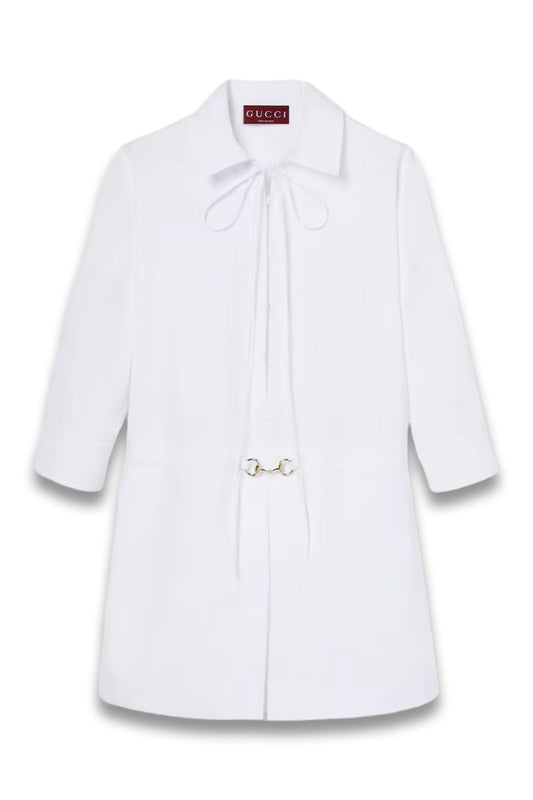 Cotton Poplin Shirt Dress with Horsebit